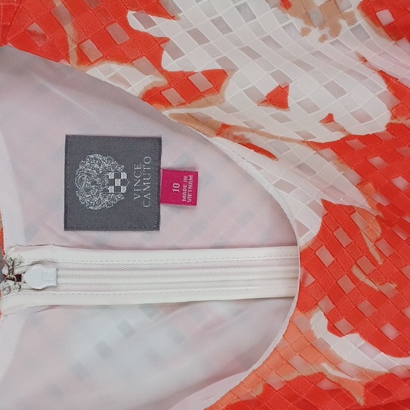 Vince Camuto Floral Shift Dress Size 10 Coral High Low Sleeveless NWT - Picture 8 of 8